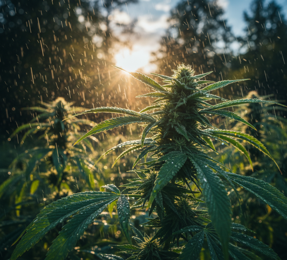 Cannabis plant structure showing well-developed branch spacing and node formation during training